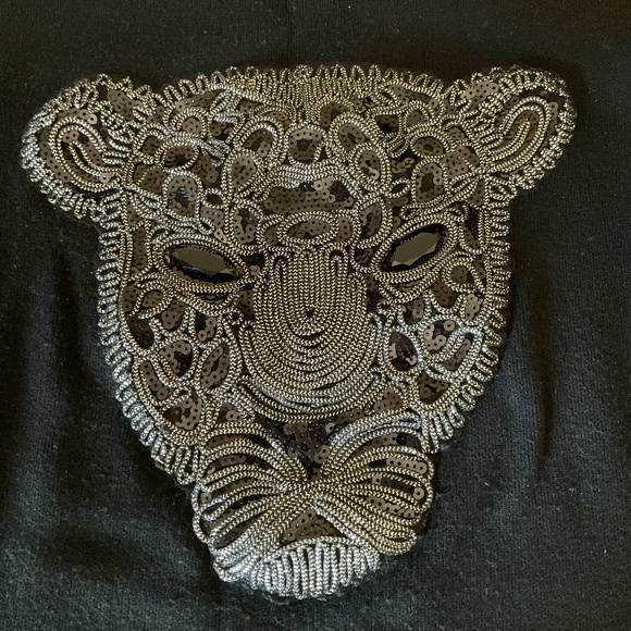 Black Animal Embroidery Front Design Woman Long Sleeve Pullover Size US XL - Picture 5 of 11